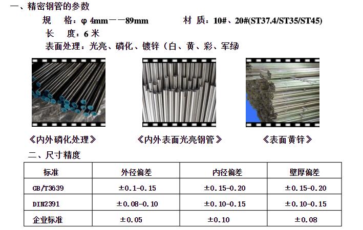 精密精軋鋼管參數